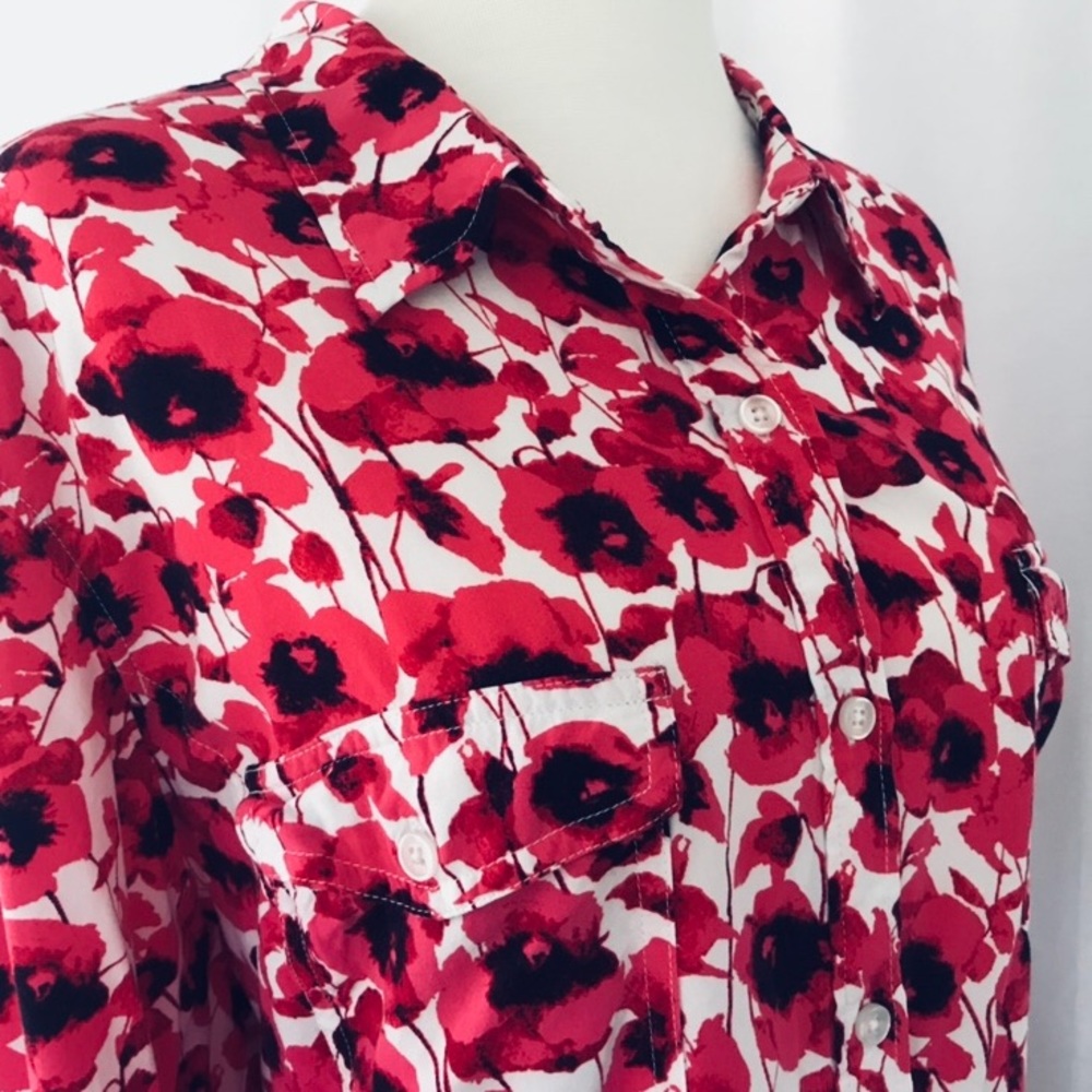 Pretty Poppy Button Down Top Jones NY size 3X